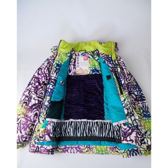 Vtg OP Ocean Pacific Women's Medium Snowboard Jacket Multicolor Hooded Y2K 90s - Picture 13 of 15